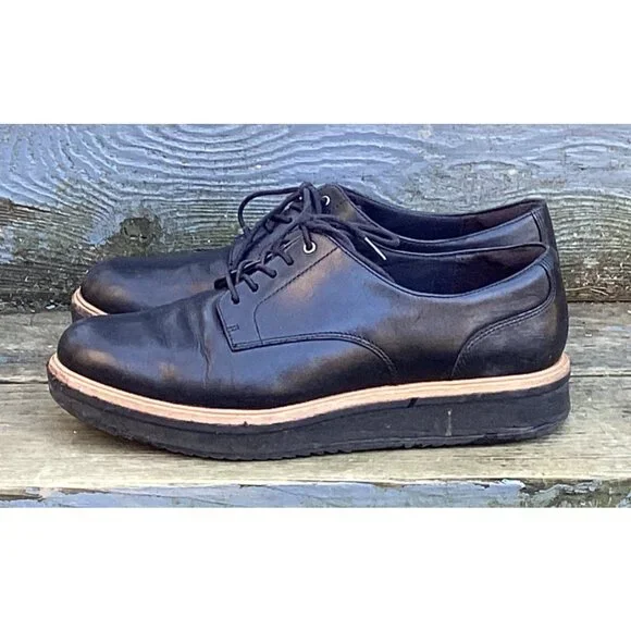 Clarks Women’s Black Leather Oxford Wedge Comfort Lace-Up Shoes Size 9M - Picture 5 of 8